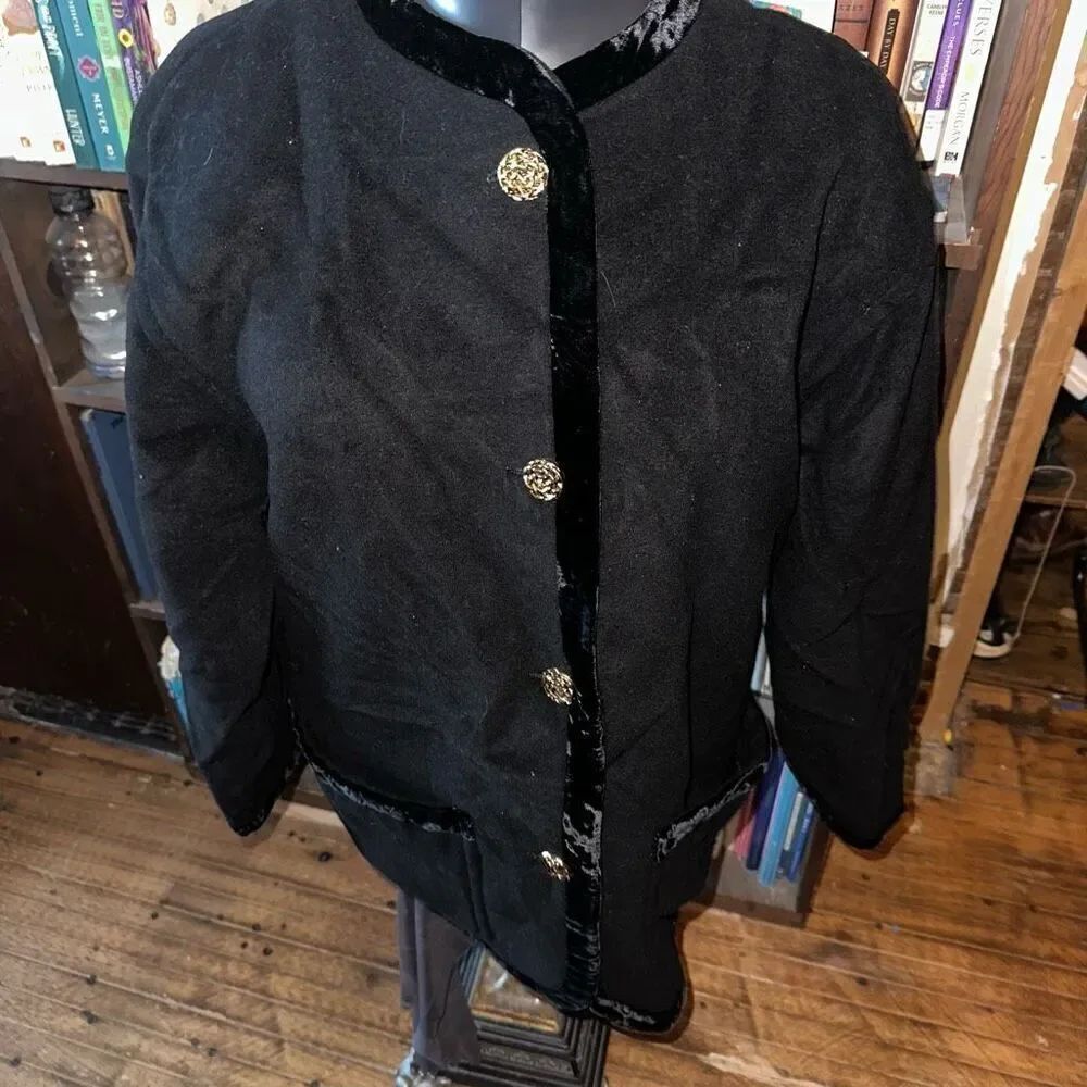 Emanuel Ungaro Parallele wool velvet trimmed black coat